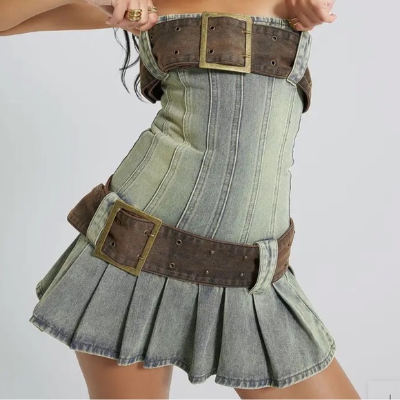 Jaded London Dresses & Skirts - Jaded London Corset Denim Kilt Mini Dress